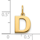 14k Yellow Gold Letter D Pendant Charm, Polished Initial for Necklace or Bracelet