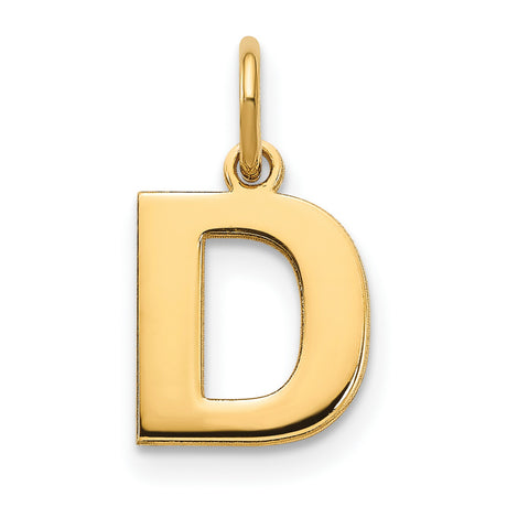 14k Yellow Gold Letter D Pendant Charm, Polished Initial for Necklace or Bracelet