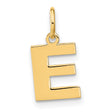 14k Yellow Gold Letter E Pendant, Polished Block Style Alphabet Charm for Women or Unisex