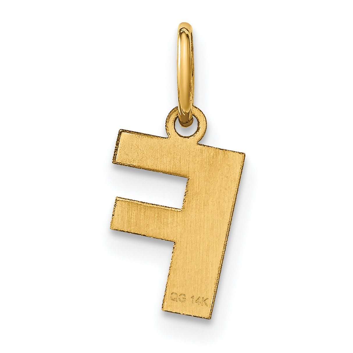 14k Yellow Gold Letter F Pendant Charm, Polished Block Alphabet Design for Women