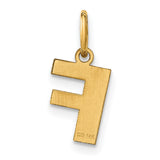 14k Yellow Gold Letter F Pendant Charm, Polished Block Alphabet Design for Women