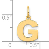 14k Yellow Gold Letter G Pendant Charm, Polished Block Initial, Unisex Monogram Jewelry
