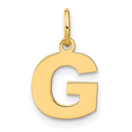14k Yellow Gold Letter G Pendant Charm, Polished Block Initial, Unisex Monogram Jewelry