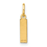 14k Yellow Gold Vertical Bar Pendant, Unisex Polished Rectangle Charm for Engraving, Minimalist Jewelry