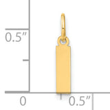 14k Yellow Gold Vertical Bar Pendant, Unisex Polished Rectangle Charm for Engraving, Minimalist Jewelry