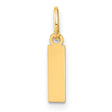 14k Yellow Gold Vertical Bar Pendant, Unisex Polished Rectangle Charm for Engraving, Minimalist Jewelry