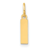 14k Yellow Gold Vertical Bar Pendant, Unisex Polished Rectangle Charm for Engraving, Minimalist Jewelry