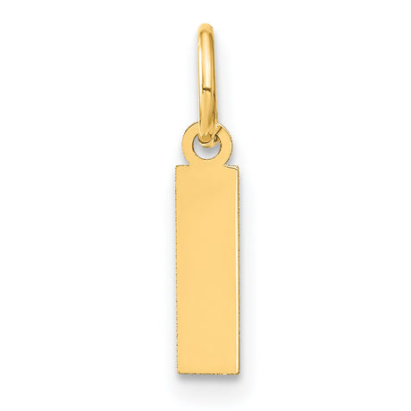 14k Yellow Gold Vertical Bar Pendant, Unisex Polished Rectangle Charm for Engraving, Minimalist Jewelry