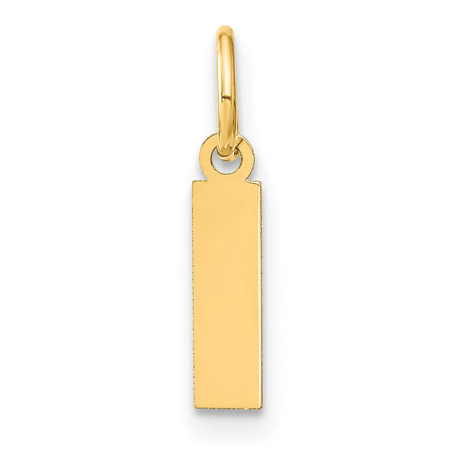 14k Yellow Gold Vertical Bar Pendant, Unisex Polished Rectangle Charm for Engraving, Minimalist Jewelry