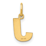 14k Yellow Gold Letter J Pendant Charm with Bold Block Initial Design