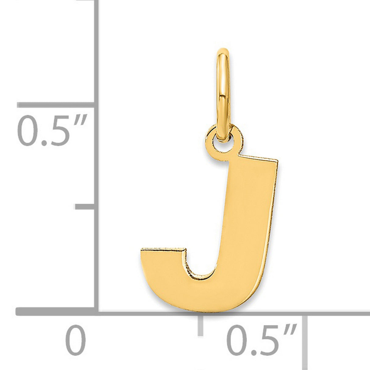 14k Yellow Gold Letter J Pendant Charm with Bold Block Initial Design