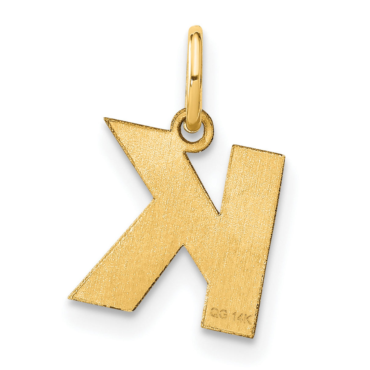 14k Yellow Gold Letter K Pendant Charm, Bold Polished Initial Monogram Jewelry for Women or Unisex