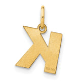 14k Yellow Gold Letter K Pendant Charm, Bold Polished Initial Monogram Jewelry for Women or Unisex