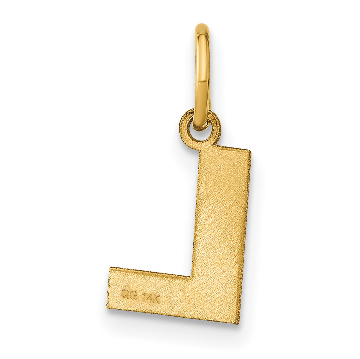 14k Yellow Gold Initial Pendant with Letter L, Polished Alphabet Charm