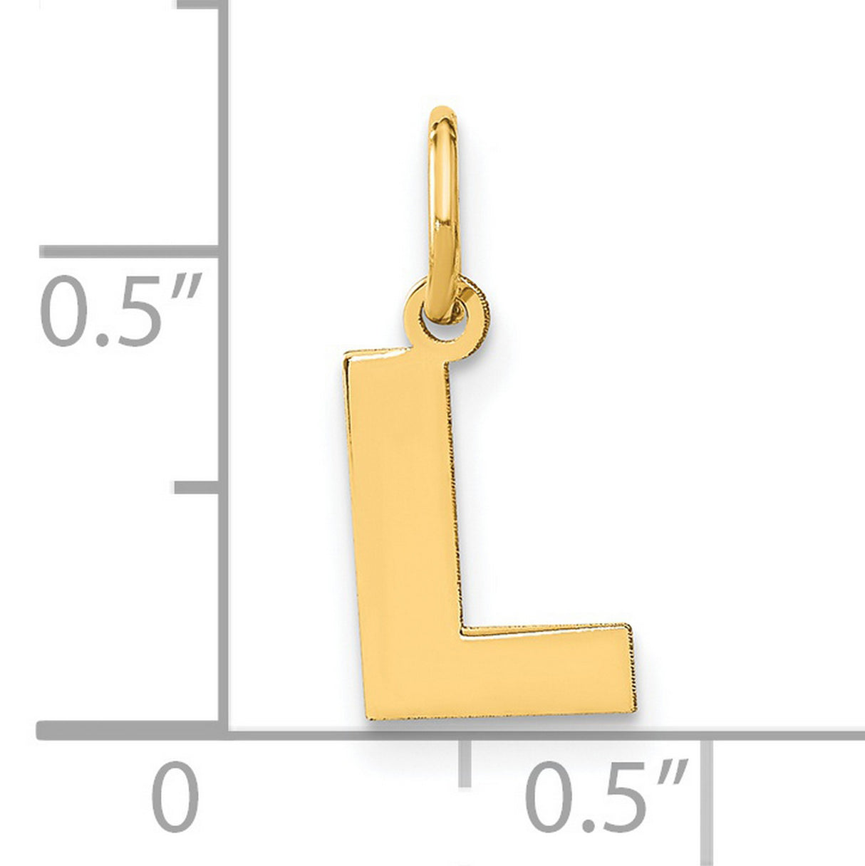 14k Yellow Gold Initial Pendant with Letter L, Polished Alphabet Charm