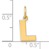 14k Yellow Gold Initial Pendant with Letter L, Polished Alphabet Charm