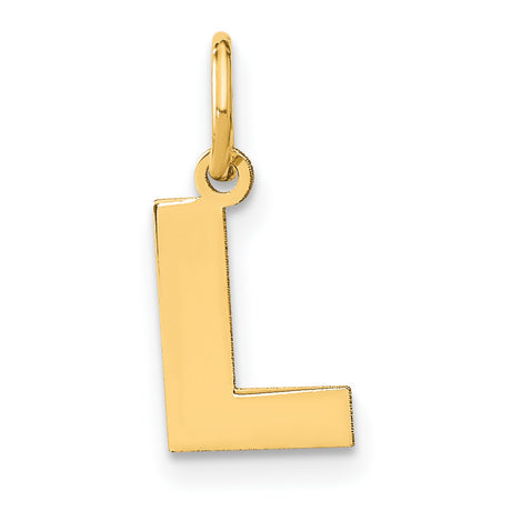 14k Yellow Gold Initial Pendant with Letter L, Polished Alphabet Charm