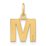 14k Yellow Gold Initial M Pendant Charm, Block Letter Monogram Design, Polished Alphabet Jewelry
