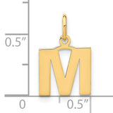 14k Yellow Gold Initial M Pendant Charm, Block Letter Monogram Design, Polished Alphabet Jewelry