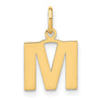 14k Yellow Gold Initial M Pendant Charm, Block Letter Monogram Design, Polished Alphabet Jewelry
