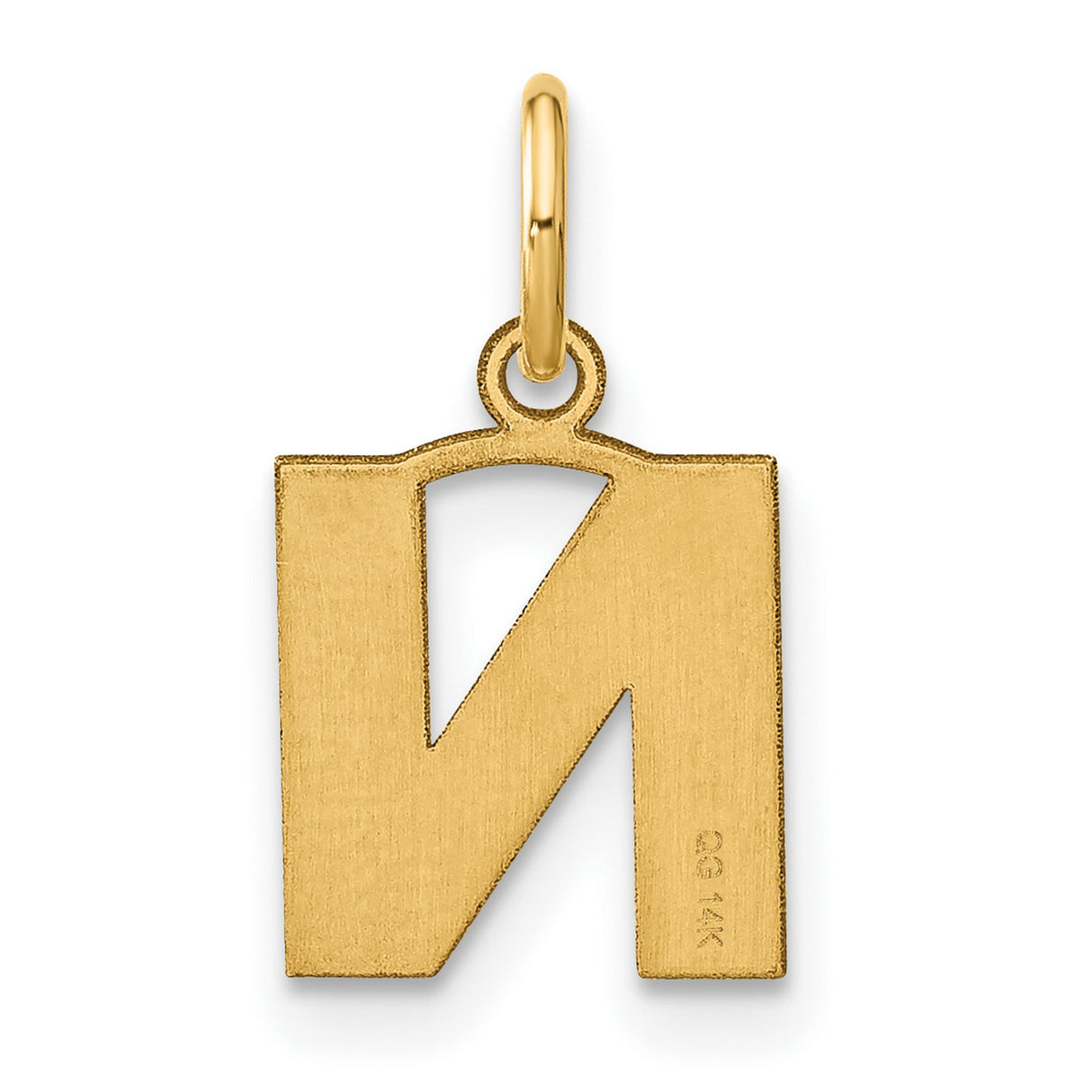 14k Yellow Gold Initial N Pendant Charm, Block Letter Design, Unisex Monogram Jewelry