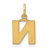 14k Yellow Gold Initial N Pendant Charm, Block Letter Design, Unisex Monogram Jewelry