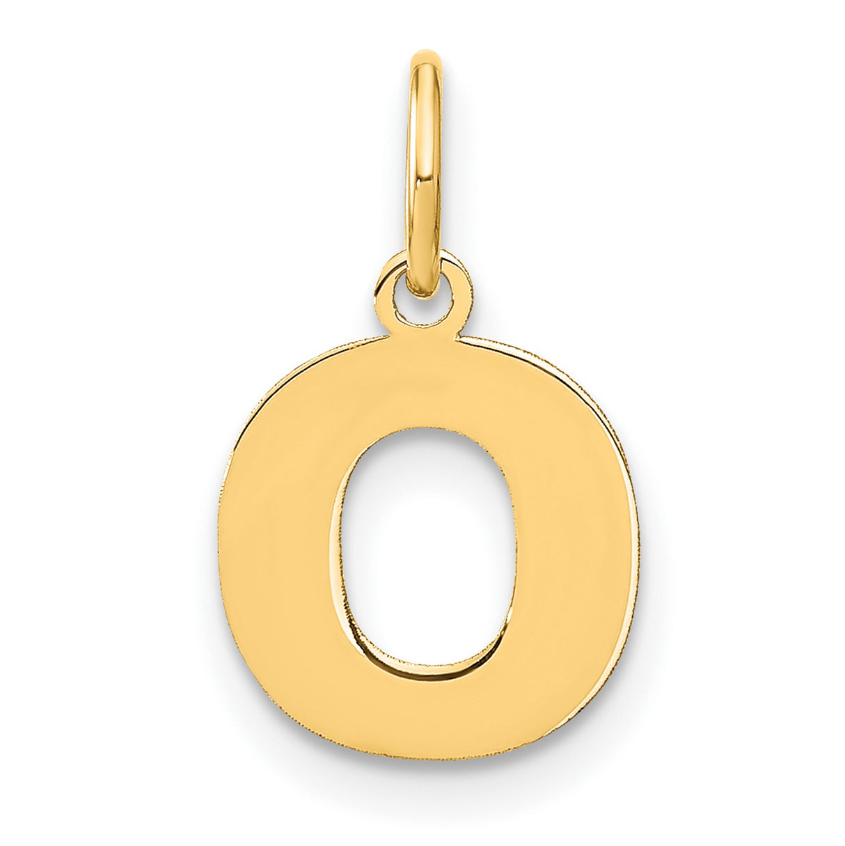 14k Yellow Gold Letter O Pendant Charm, Polished Alphabet Initial Jewelry for Necklace or Bracelet