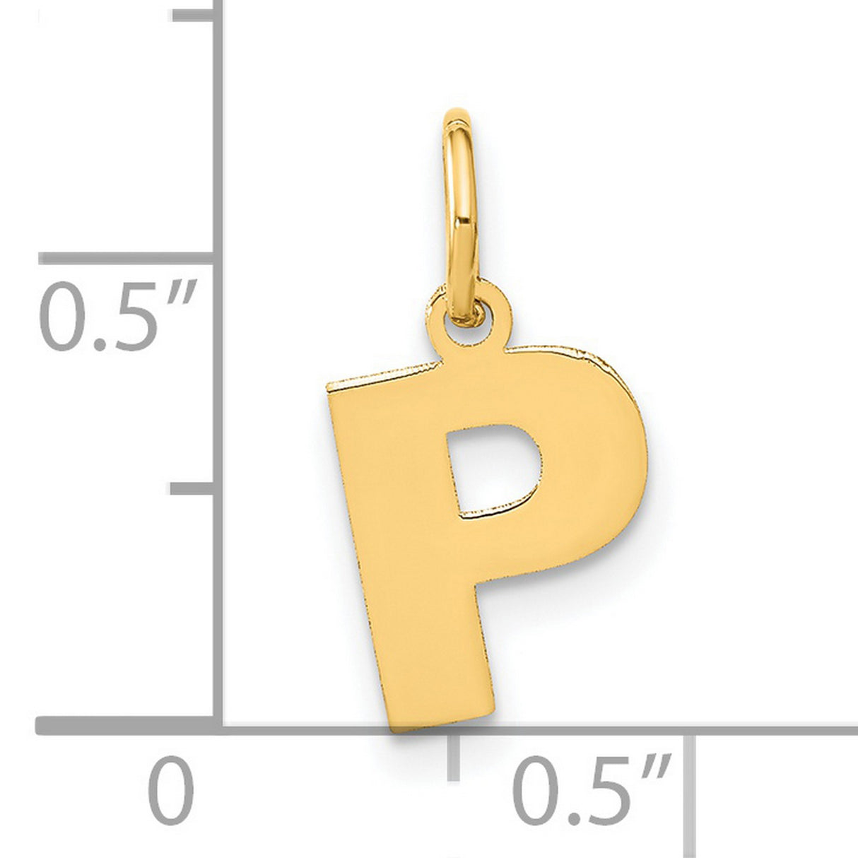 Letter P Initial Charm Pendant in Real 14k Yellow Gold