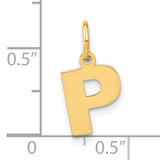Letter P Initial Charm Pendant in Real 14k Yellow Gold