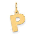 Letter P Initial Charm Pendant in Real 14k Yellow Gold