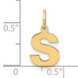 14k Yellow Gold Letter S Pendant Charm, Polished Block Initial Monogram Jewelry for Women or Unisex