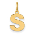 14k Yellow Gold Letter S Pendant Charm, Polished Block Initial Monogram Jewelry for Women or Unisex
