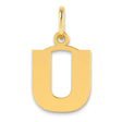 Letter U Initial Charm Pendant in Real 14k Yellow Gold