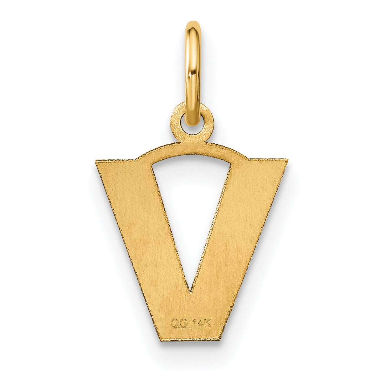 14k Yellow Gold Initial V Pendant Charm, Polished Letter Jewelry for Women