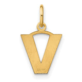 14k Yellow Gold Initial V Pendant Charm, Polished Letter Jewelry for Women
