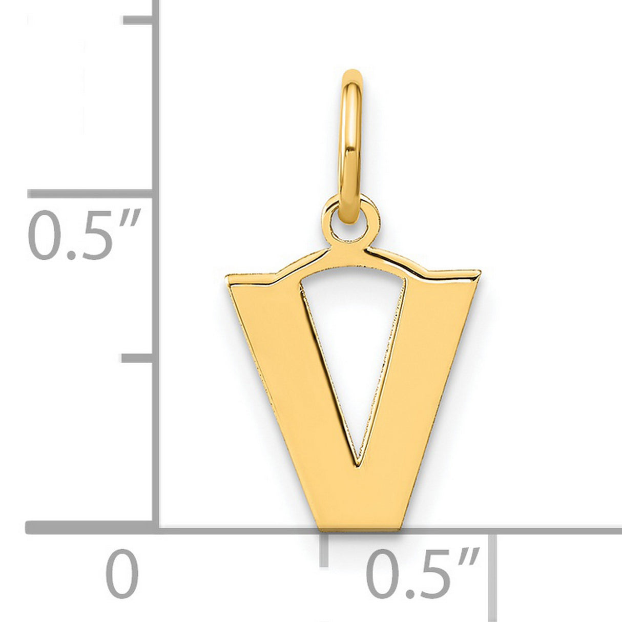 14k Yellow Gold Initial V Pendant Charm, Polished Letter Jewelry for Women