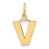 14k Yellow Gold Initial V Pendant Charm, Polished Letter Jewelry for Women
