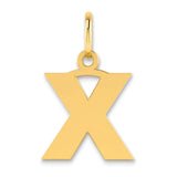 Letter X Initial Charm Pendant in Real 14k Yellow Gold