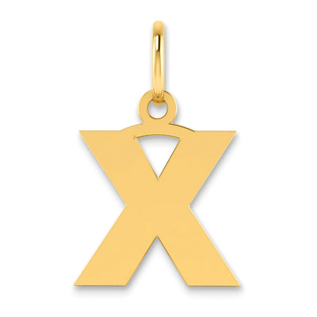 Letter X Initial Charm Pendant in Real 14k Yellow Gold