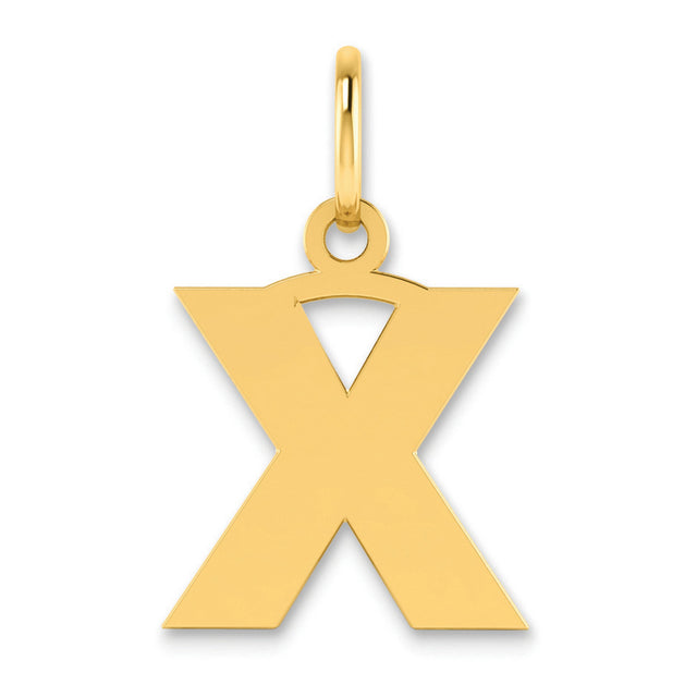 Letter X Initial Charm Pendant in Real 14k Yellow Gold