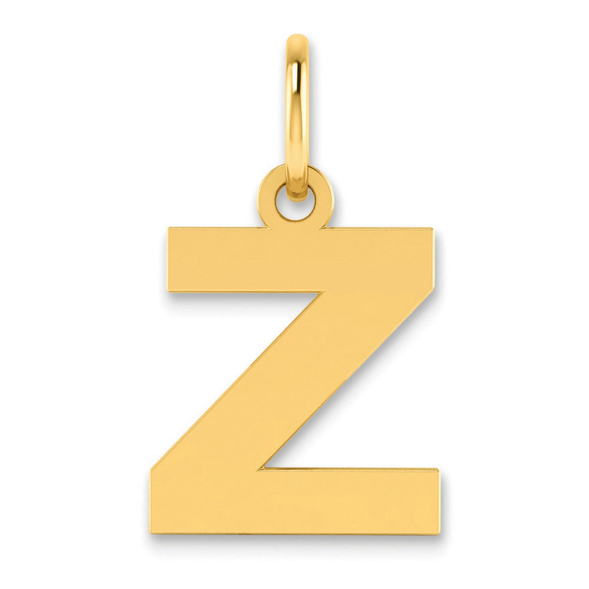Letter Z Initial Charm Pendant in Real 14k Yellow Gold