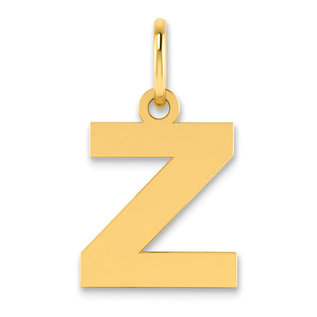 Letter Z Initial Charm Pendant in Real 14k Yellow Gold