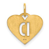 14k Yellow Gold Heart Letter D Pendant with Cutout Design, Monogram Charm