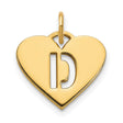 14k Yellow Gold Heart Letter D Pendant with Cutout Design, Monogram Charm