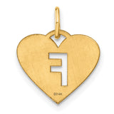 Initial Letter F Initial Charm Pendant in Real 14k Yellow Gold