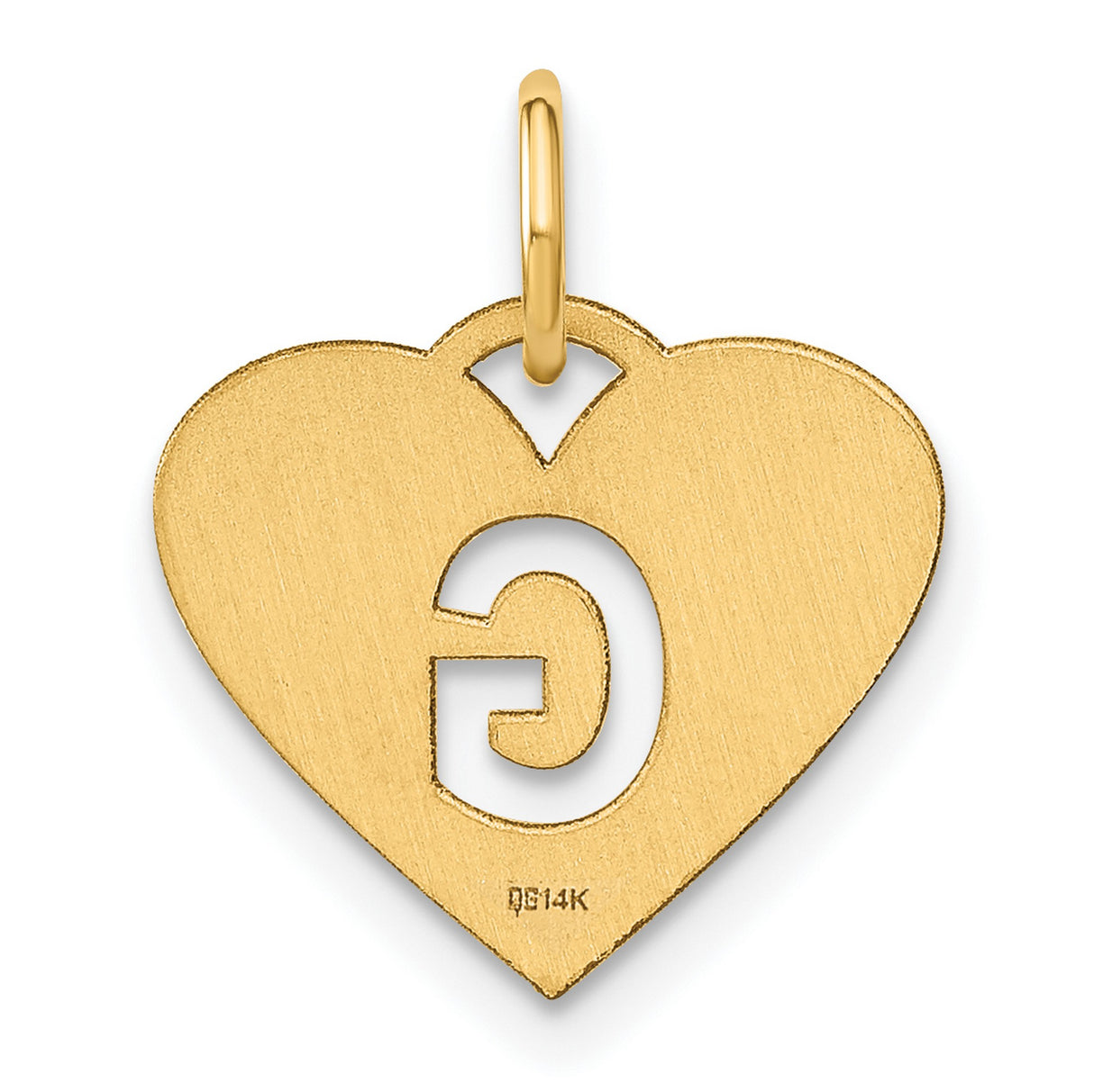 14k Yellow Gold Heart Pendant with Cutout Letter G, Dainty Initial Charm for Women and Girls