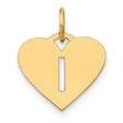 14k Yellow Gold Heart Pendant with Vertical Cutout Letter I, Dainty Initial Charm for Women