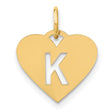 14k Yellow Gold Heart Pendant with Cut-Out Letter K, Personalized Initial Charm