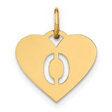 Initial Letter O Initial Charm Pendant in Real 14k Yellow Gold