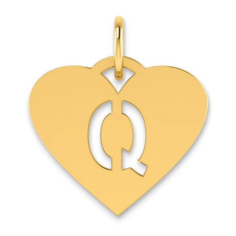 Initial Letter Q Initial Charm Pendant in Real 14k Yellow Gold